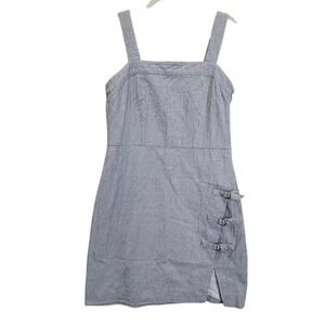 Simply Noelle White‎ And Blue Dress Small/medium Sleeveless Buckles Grunge...